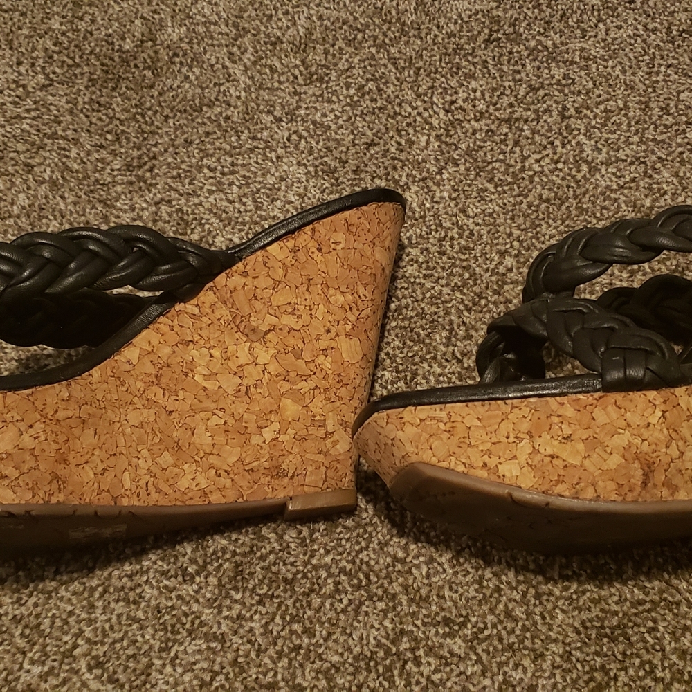Jessica Simpson Black Leather Upper/Cork Wedges size 10 - Picture 5 of 6